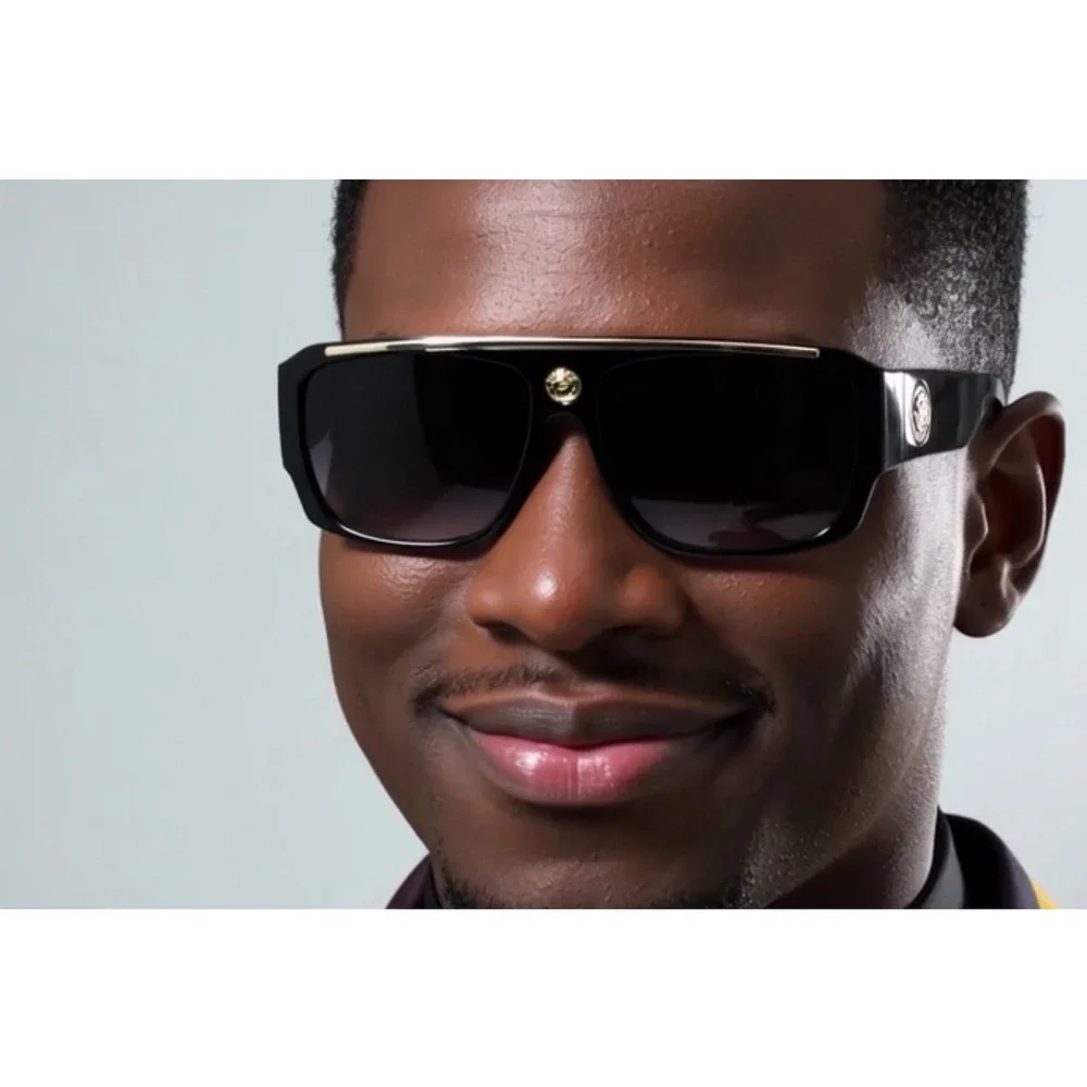 Sunglasses Dark Black Lens Cholo Hip‎ Hop Style UV400 Protection Rectangular New